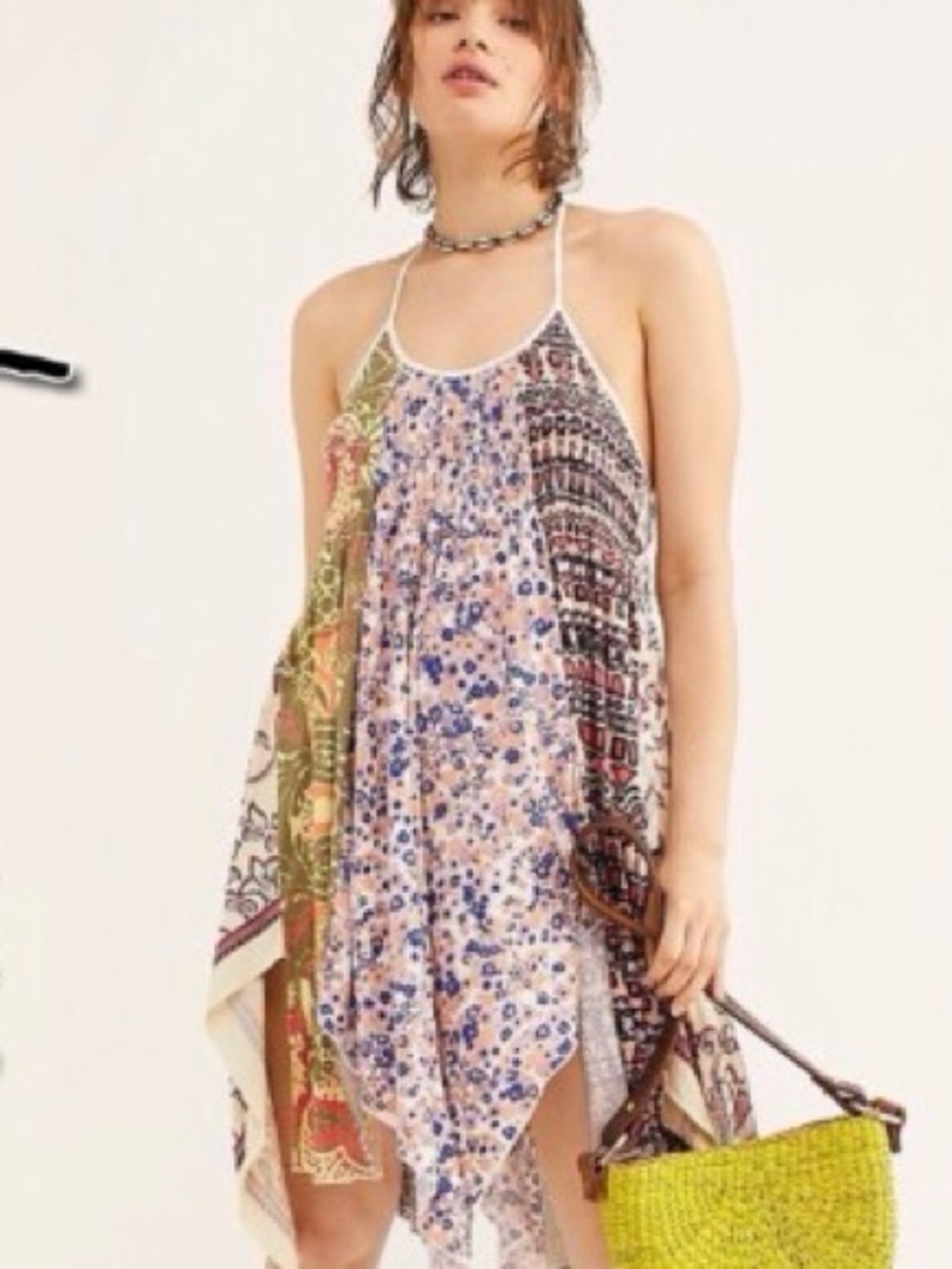 Free People Multi-Color Asymmetrical Boho Slip Dress